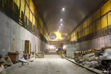 In “Caves” Below Grand Central, East Side Access Project on Track 6 The view inside one of the two main caverns below Grand Central, which will be split by a mezzanine level. | YANNIC RACK