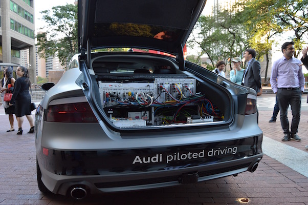 Driverless Cars in Manhattan a “When,” Not an “If,” Experts Say 2 Audi’s A7 driverless prototype parked outside the David N. Dinkins Municipal Building. | JACKSON CHEN