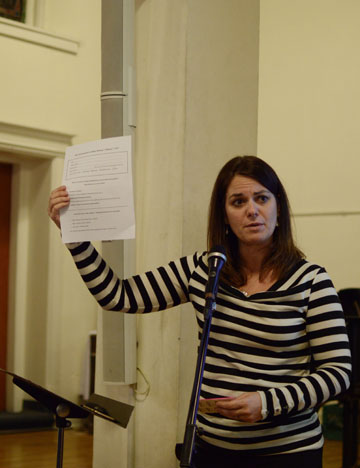 Spurred by New Bus Terminal Threat, Hell’s Kitchen Residents Forge New Coalition 3 The Reverend Tiffany Henkel encouraged attendees to join committees to advance the coalition's work. | JACKSON CHEN