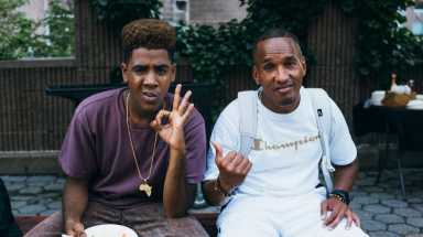 Jharrel Jerome, of "When They See Us," left, visited Harlem with Korey Wise, one of the Central Park Five. 