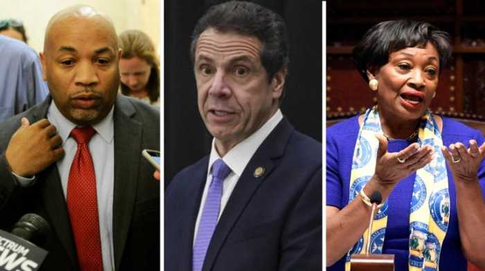 New York legislature strips scandal-scarred Cuomo of emergency powers 3 Assembly Speaker Carl Heastie, Governor Andrew Cuomo and Senate Majority Leader Andrea Stewart-Cousins.