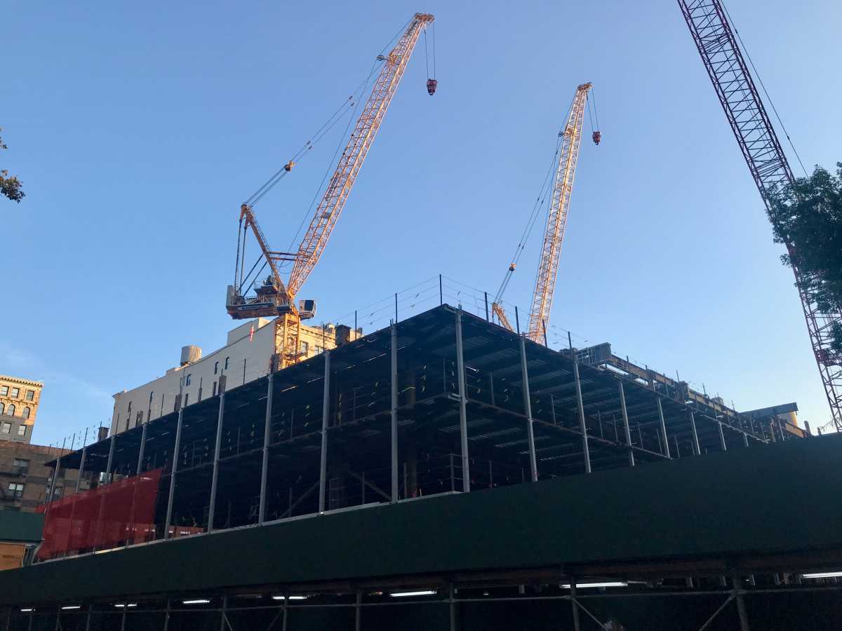 A Bleecker Street construction site in the evening (Photo by Gabe Herman)