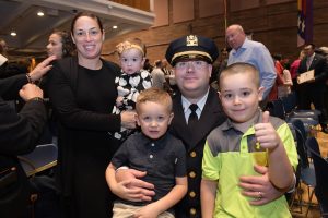 Newly promoted Captain Brian Flynn was joined by his family