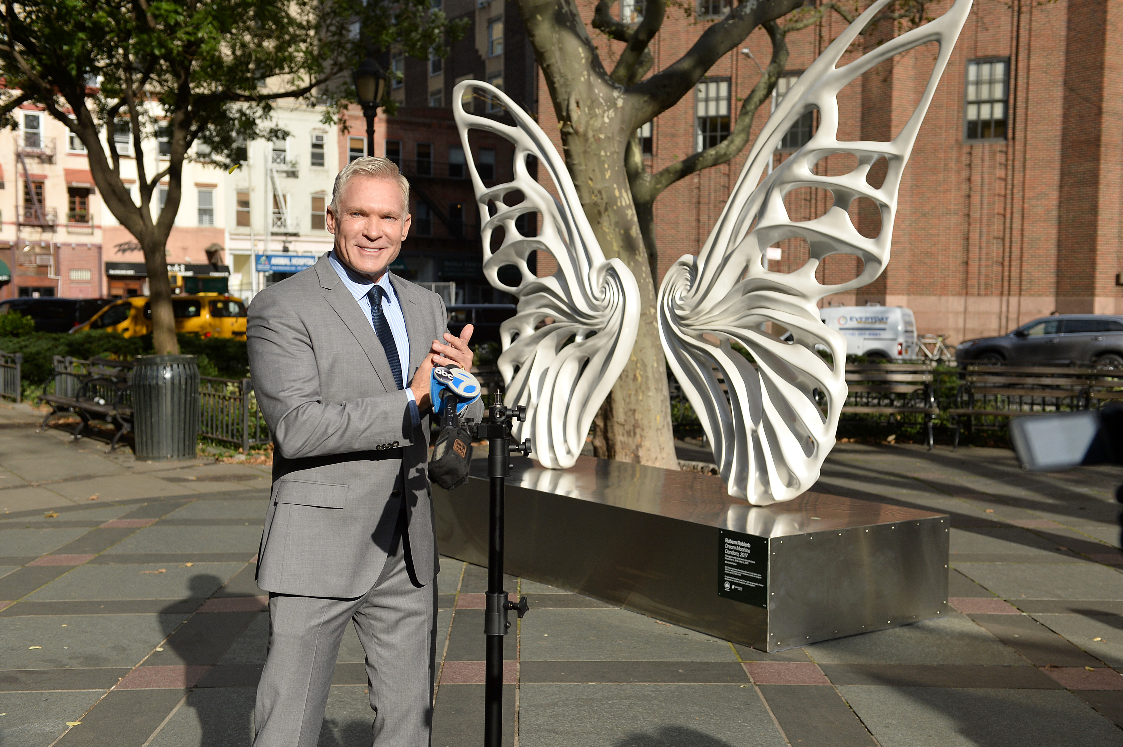 Sculpture dedicated to transgender community debuts in Tribeca Park 4 Sam Champion hosted the unveiling ceremony. (Photo by Noam Galai/Getty Images for Mastercard)