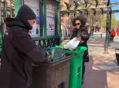 Compost drop-off: Tribeca-style 36 A Tribeca neighbor dumps her kitchen waste.