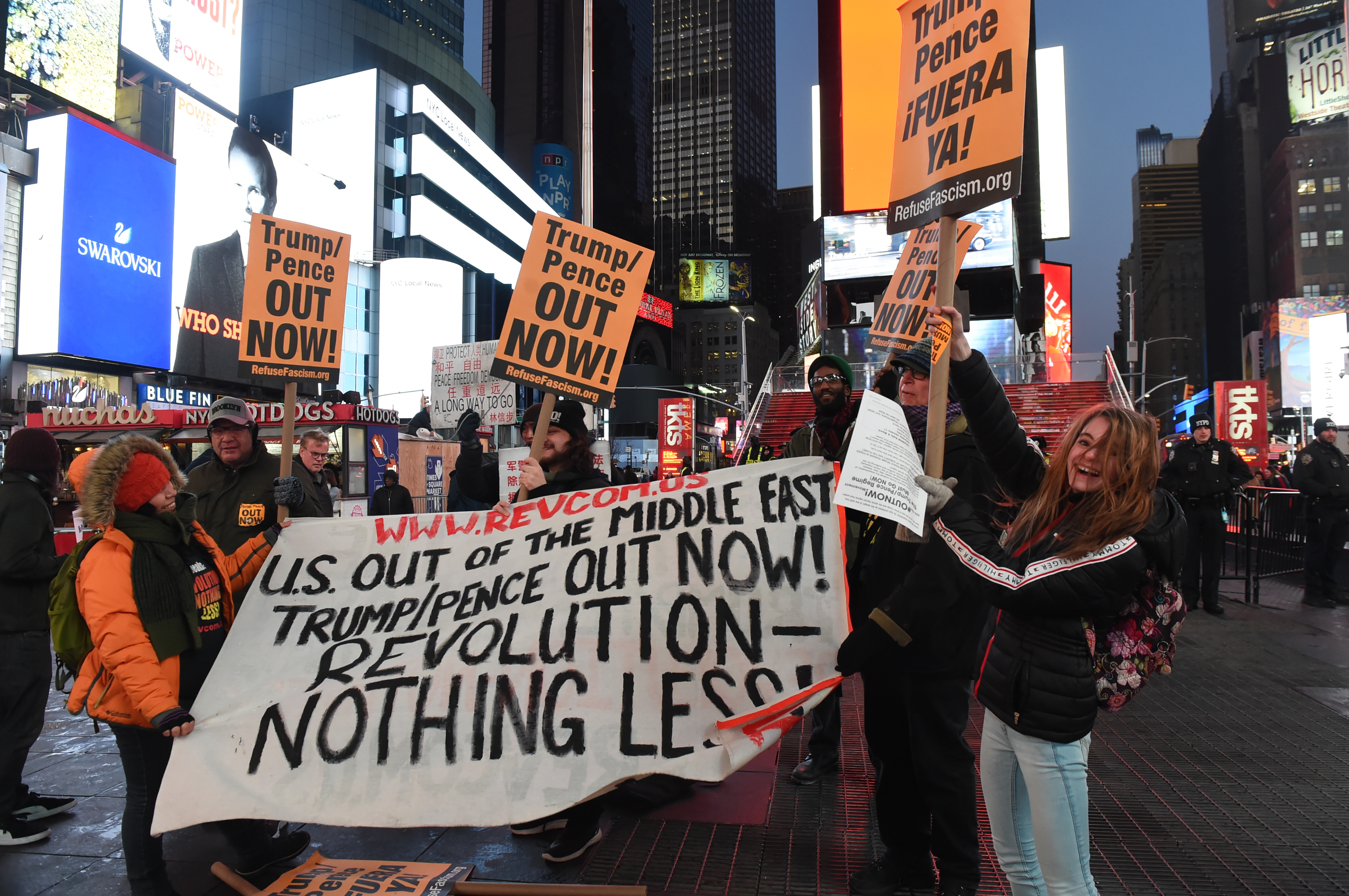 Fearing outbreak of war, protesters rally in Times Square against Trump-Iran tensions 3