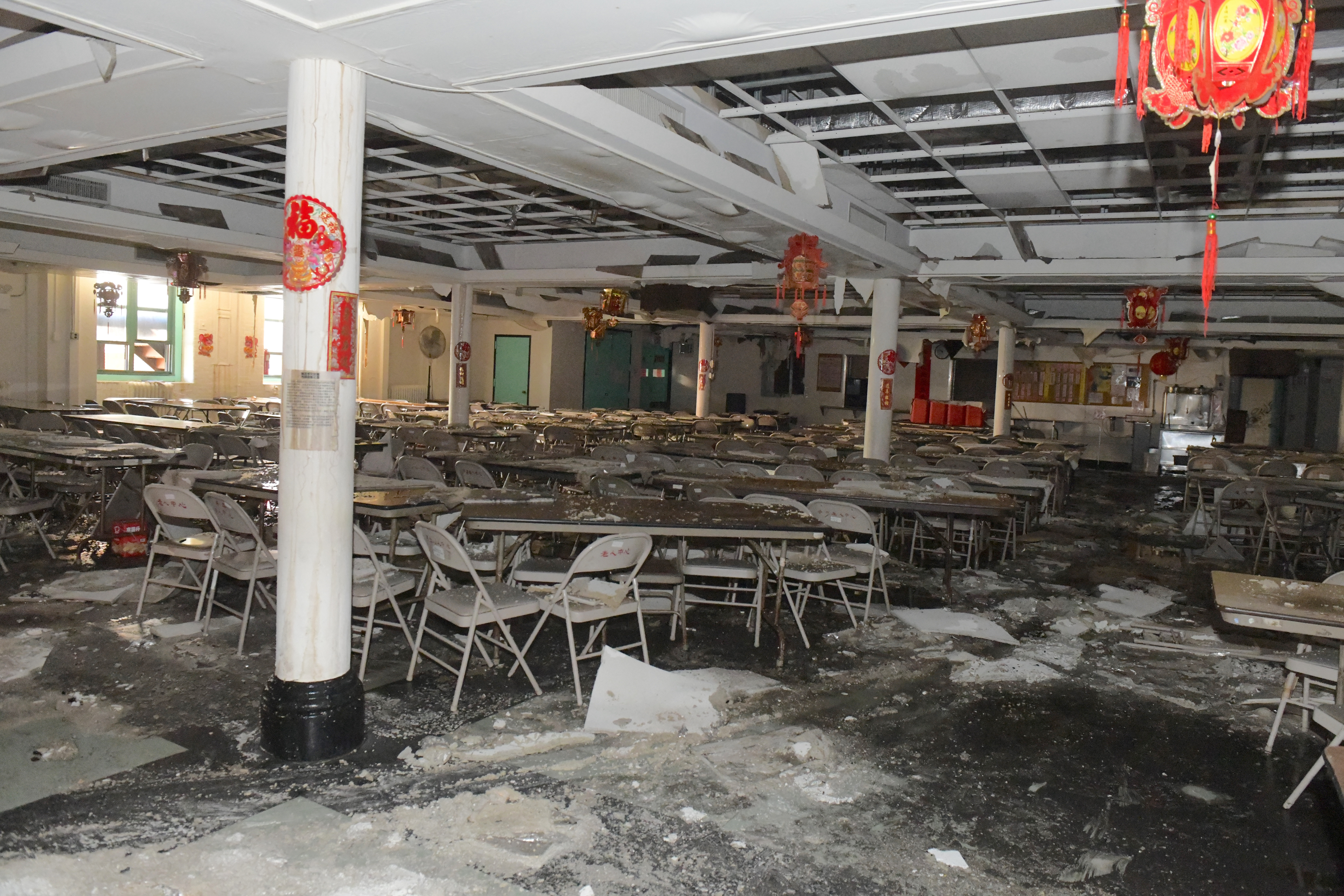 The first floor senior center was wrecked by the fire, which caused water and smoke damage to the first floor.