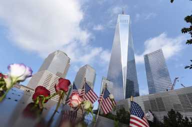 Flags and flowers on 9-11