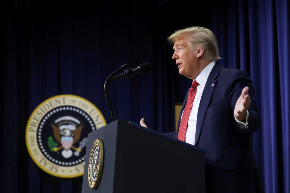 U.S. President Donald Trump meets with members of the National Border Patrol Council at the White House in Washington