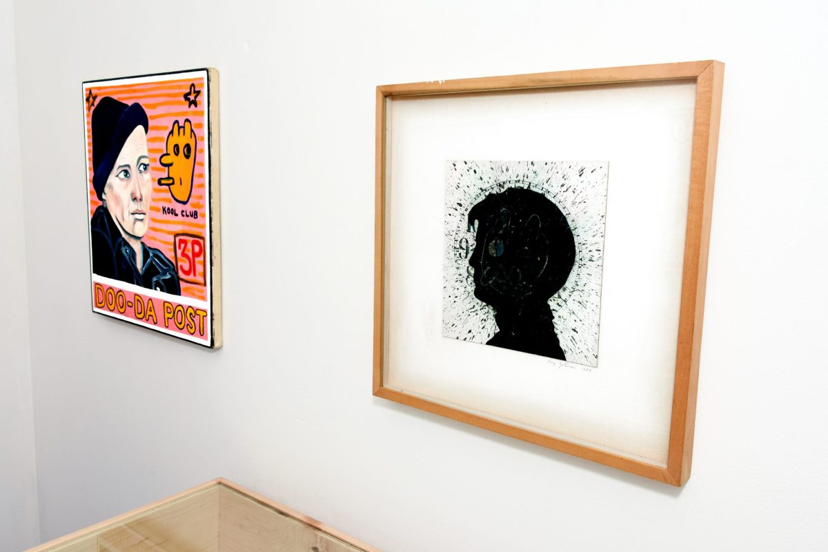 A profile of Ed Higgins, artist with unique marketing styles 7 At left, Higgins' portrait of Ray Johnson, on loan from the Johnson estate. At right, the portrait of Higgins by Ray Johnson.