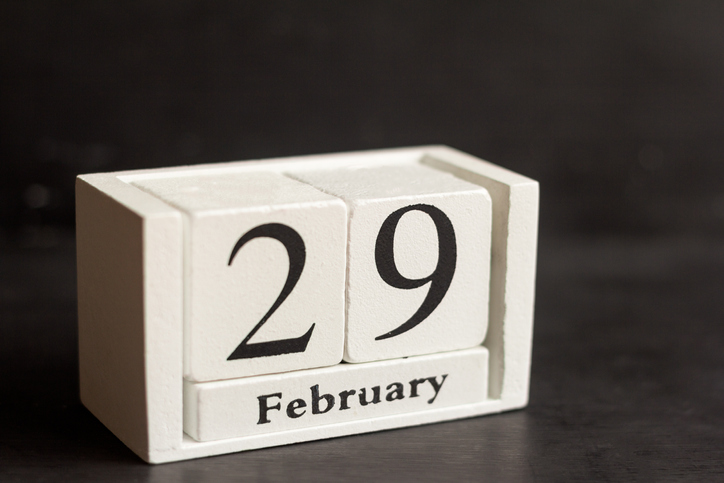 February 29 on a wooden calendar