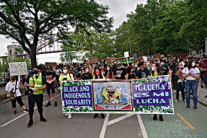 Hundreds protest in Queens for the removal of Christopher Columbus statue on Astoria Boulevard 9