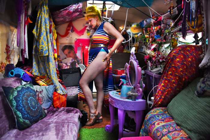 This East Village artist explores the 'power' of letters in your life 3 Michelle Joni in her 21 foot long home. (Photo by Bob Krasner)