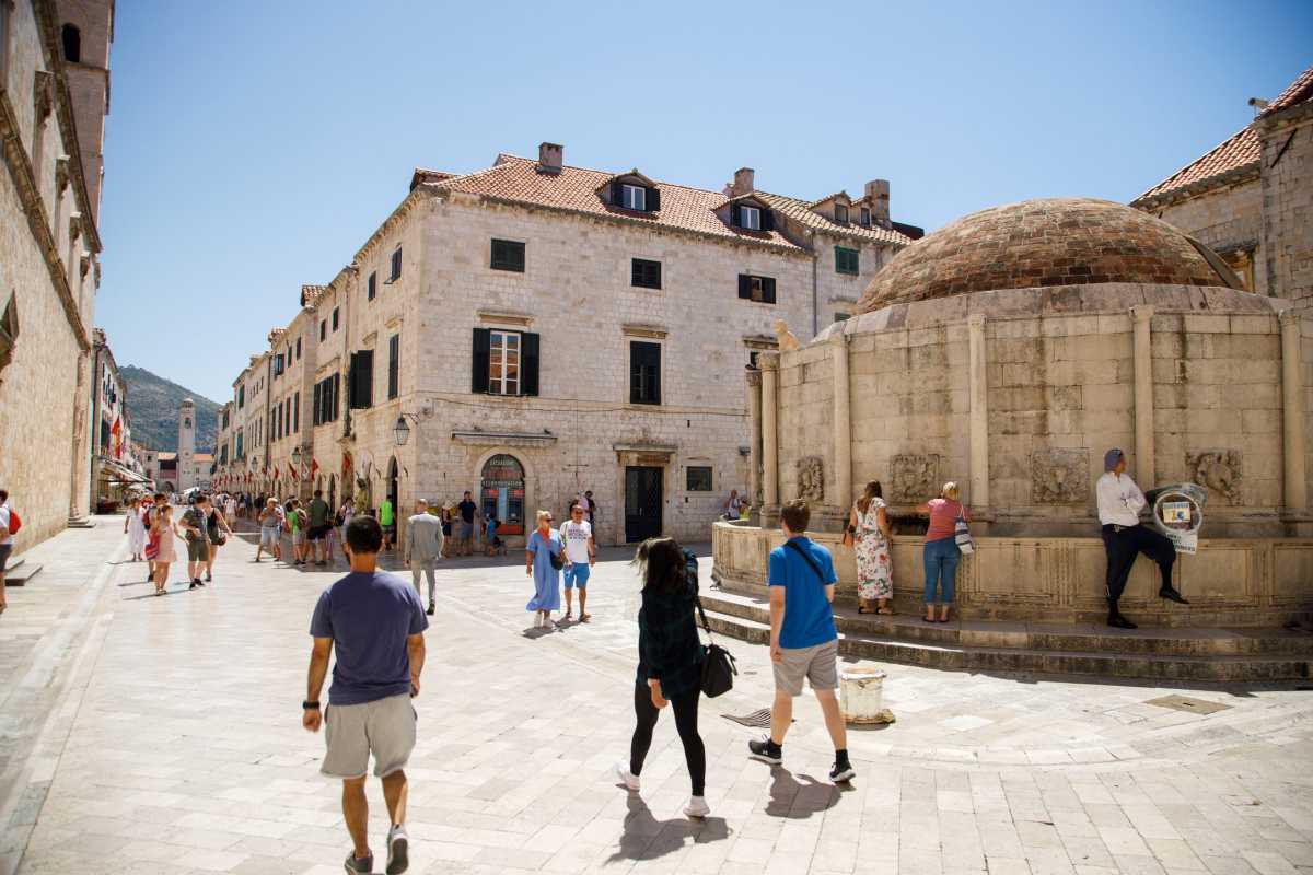 Tourists are seen at Stradun street in Dubrovnik