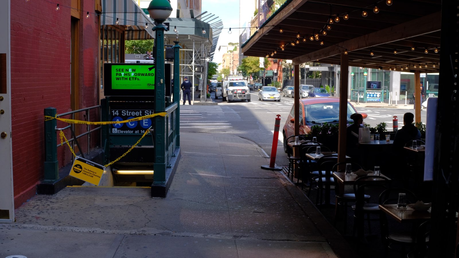 UPDATE: A train derailment at 14th Street attributed to vandalism, person-of-interest in custody 4 A closed entrance to the 14th Street-8th Avenue A/C/E/L train station
