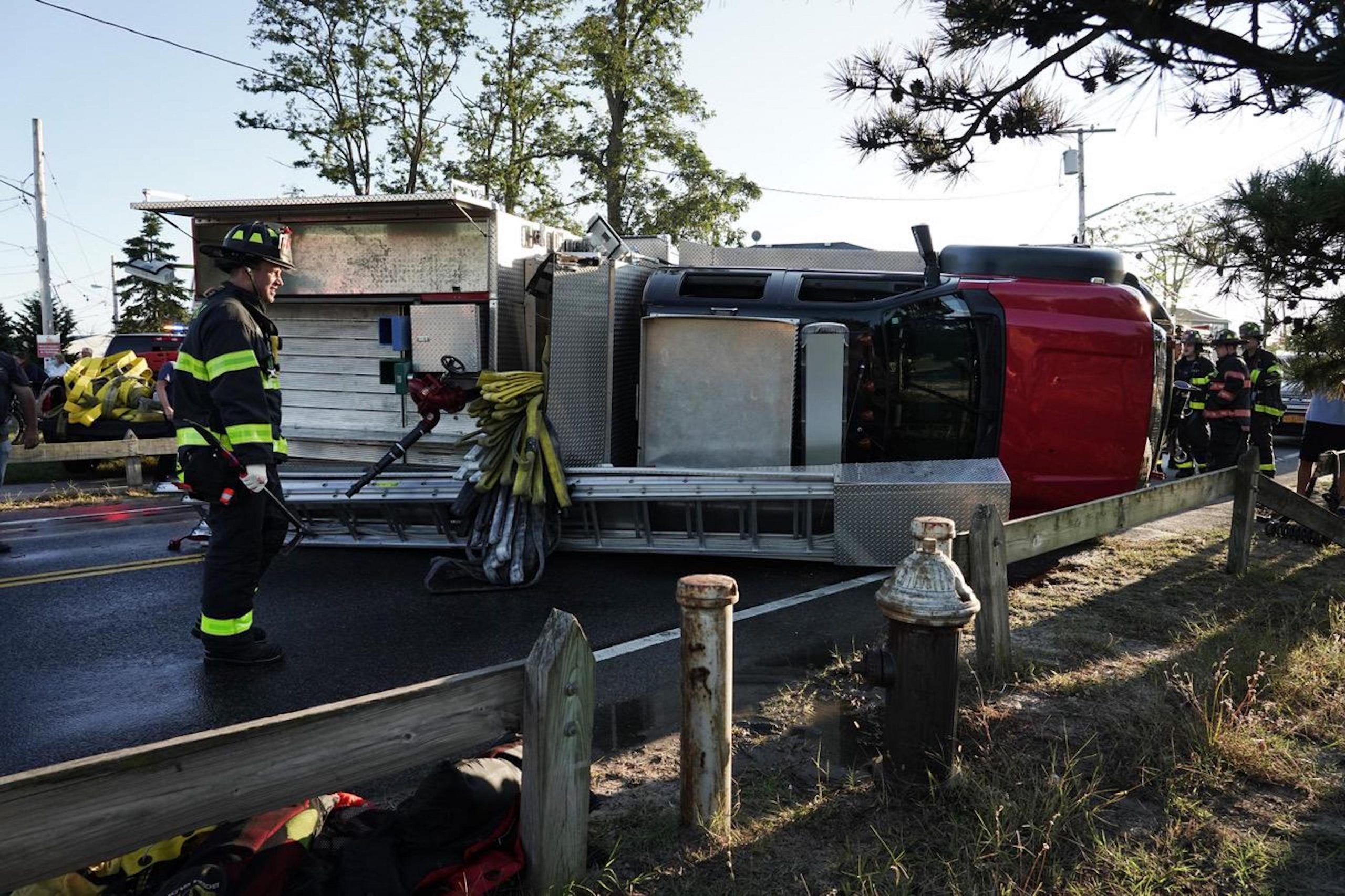 Firefighter injured in overturned Breezy Point volunteer firetruck 2