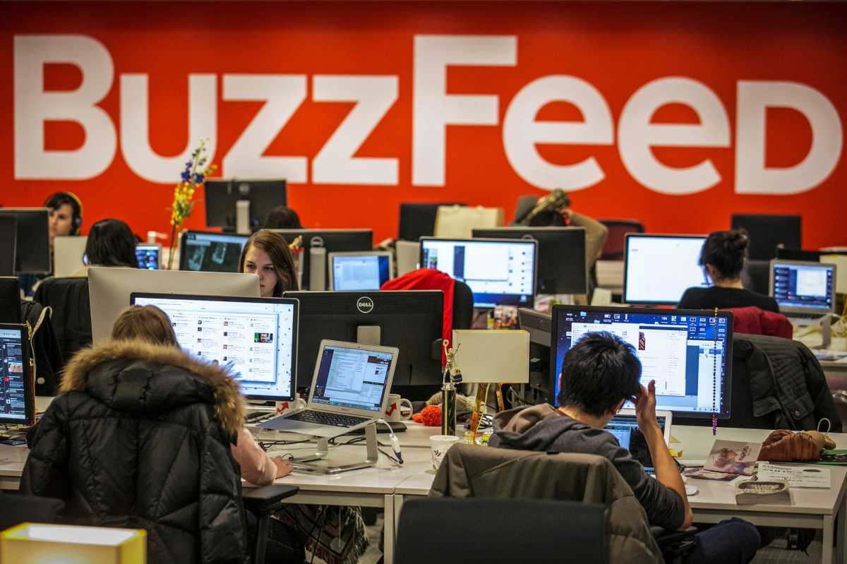 Buzzfeed employees work at the company’s headquarters in New York