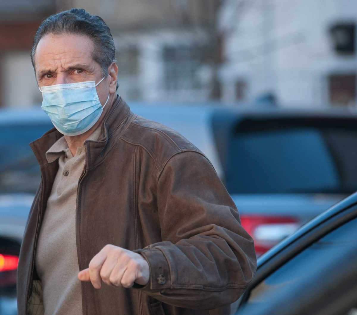 Govenor Andrew Cuomo arrives at William Reid Houses for press conference on Jan. 23, 2021.