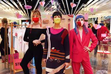 Kirsten Bode, Helena Sasseron and Stella Rose Saint Clair in front of Stella's pop-up section of thhe Melissa Galeria.