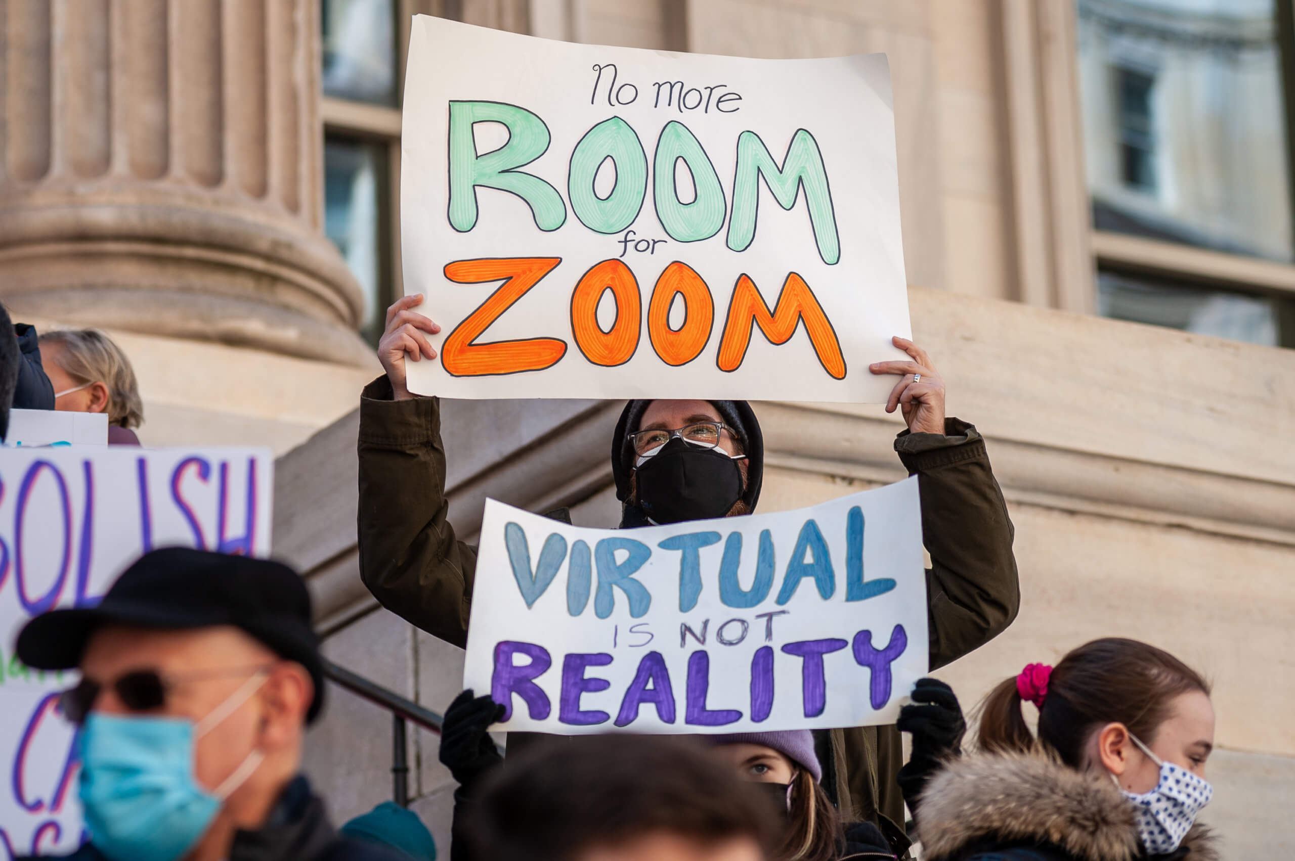 Parents, students and educators rally in Lower Manhattan for full reopening of NYC public schools 4 NYC public schools students, parents, and teachers rally on the steps of the Tweed Courthouse demanding the reopening of NYC public schools.