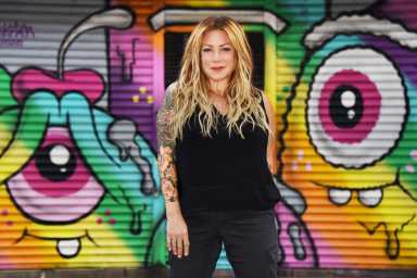 Jill Fiore , hanging out in the hood.