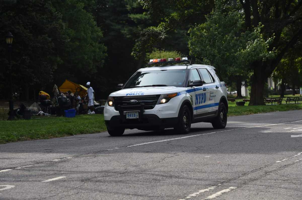 A police cruiser in Prospect Park