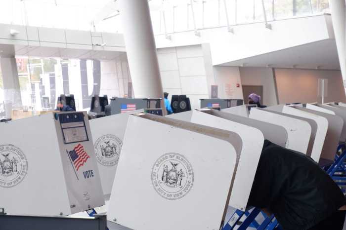 Voters cast their ballots during early voting for the general election at Brooklyn Museum on Oct. 24.