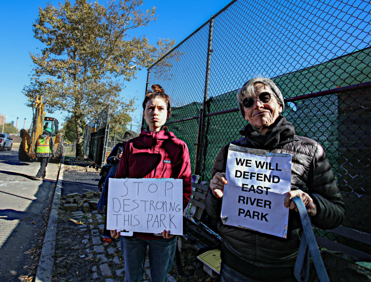 ESCR construction is underway at East River Park, two protesters arrested 6