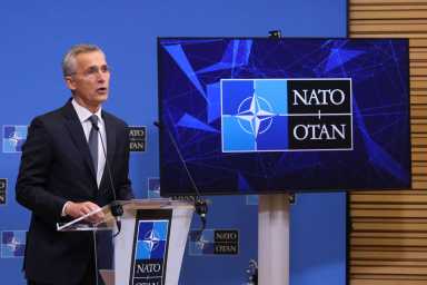 NATO Secretary-General Jens Stoltenberg holds a news conference in Brussels