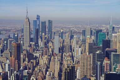 The New York City skyline.