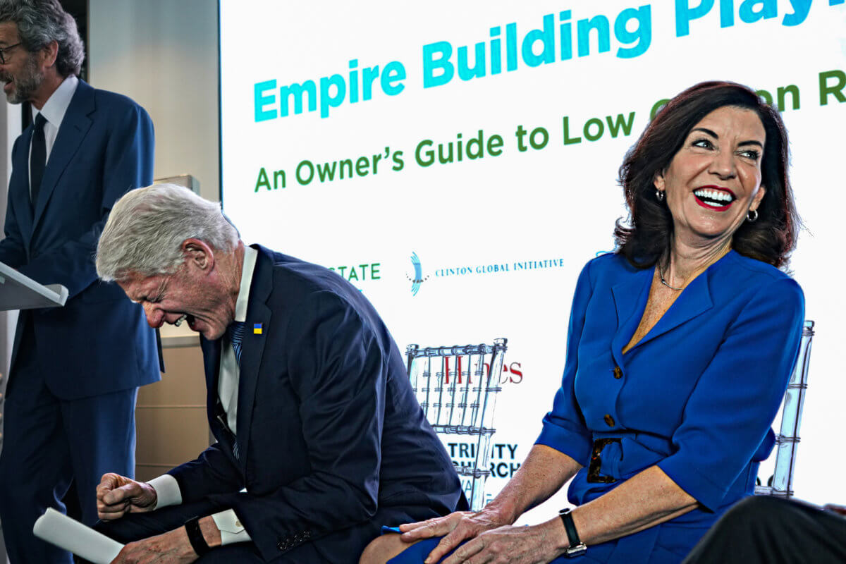 Being 'bold enough to face the future': Adams, Hochul and former President Clinton laud Empire State Building's new green tech 9