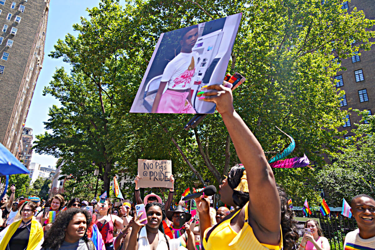 Protesters rain on the NYC Pride Parade in memory of Donnell Rochester 11
