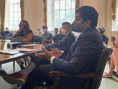 Department of Health and Mental Hygiene (DOHMH) Commissioner Dr. Ashwin Vasan speaks during COVID media roundtable.