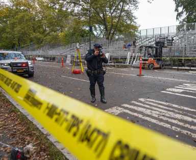 Central Park jogger in critical condition after being hit by bicyclist 36 Police survey area where a bicyclist hit a Central Park jogger