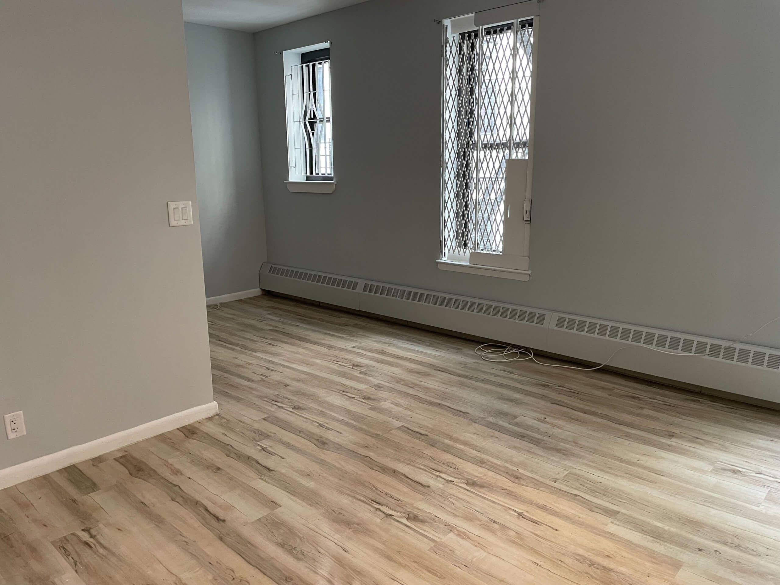 A renovated living area in an apartment