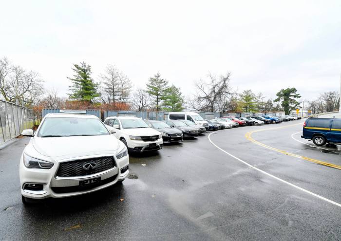 Line of Cars with License Plate
