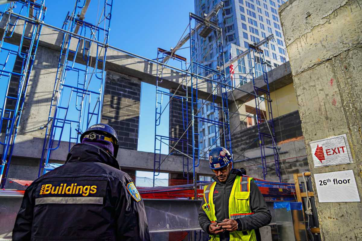 Department of Buildings inspectors in Lower Manhattan