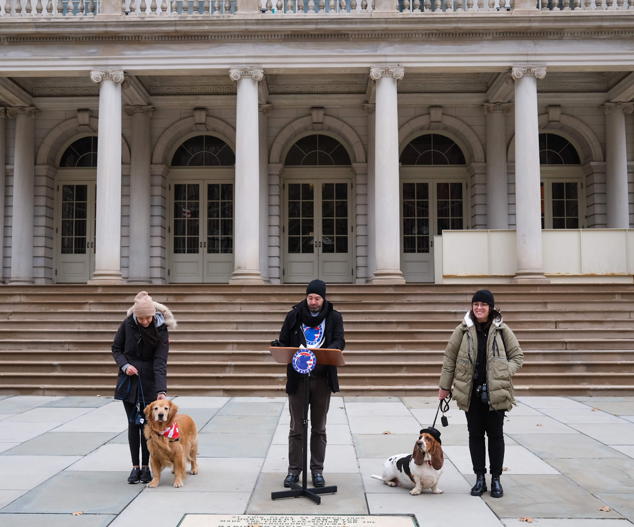 The in(dog)gural "Indoguration" ceremony for the NYC Dog Mayor held outside of City Hall