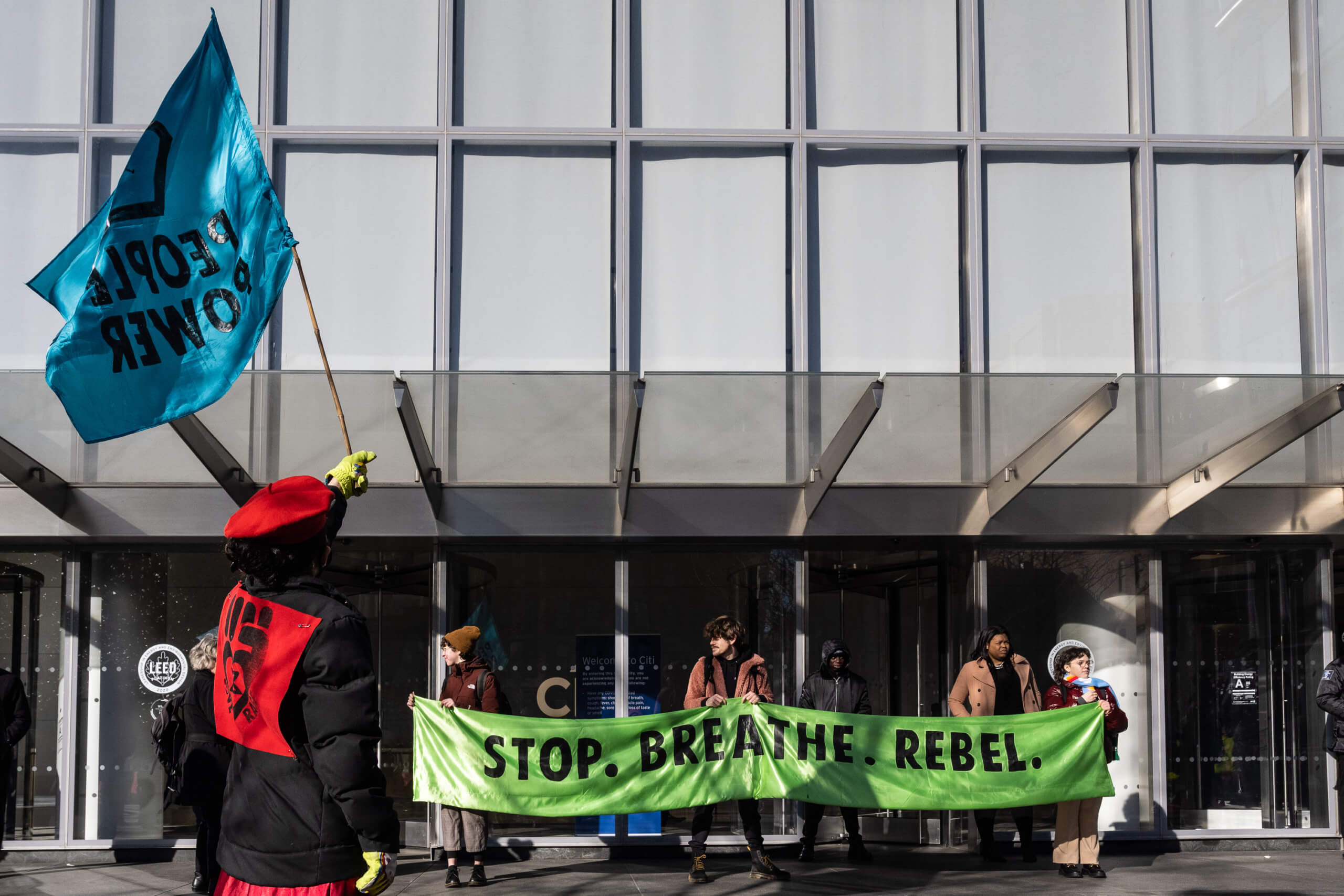 Extinction Rebellion tells Citigroup to show a heart for Mother Earth on V-Day in Tribeca protest 15