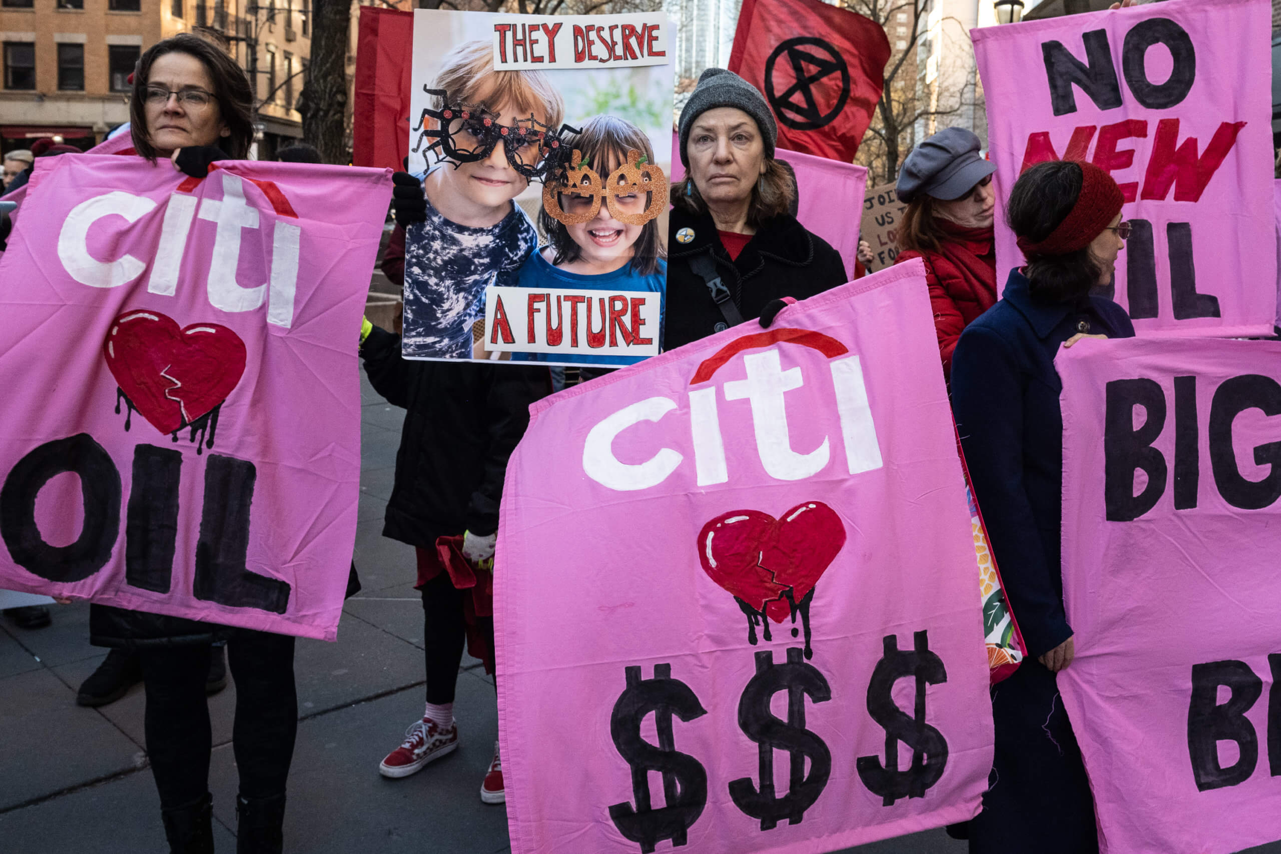 Extinction Rebellion tells Citigroup to show a heart for Mother Earth on V-Day in Tribeca protest 9