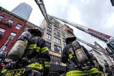 Two-alarm fire rips through SoHo building: FDNY 44 Firefighters respond to a two-alarm fire at a Soho building.