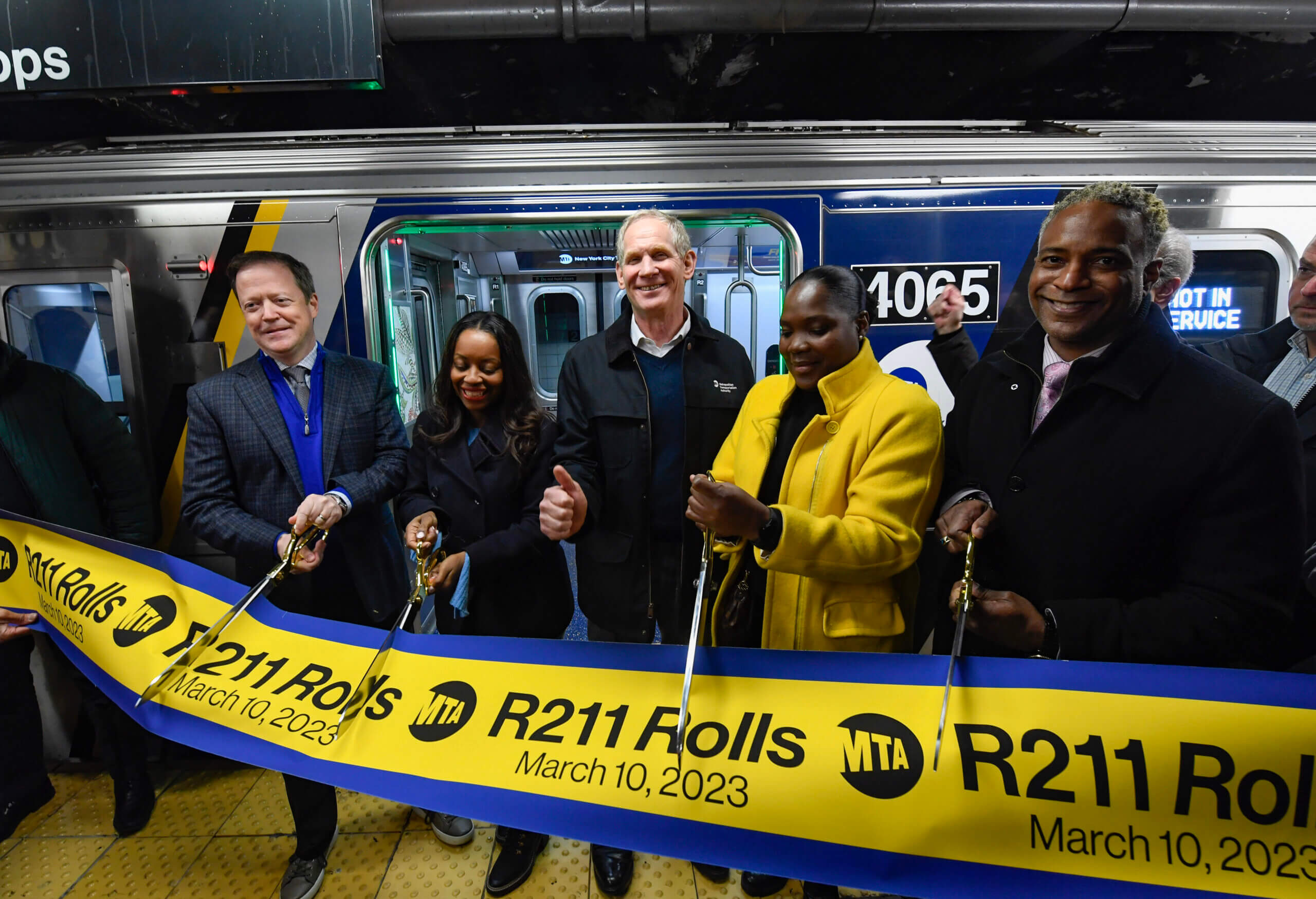 Latest subway cars roll into service, start their journey on the A line 9 NYCT President Richard Davey, City Council Transportation Chair Selvena Brooks-Powers, MTA Chair & CEO Janno Lieber, Acting Chief Customer Officer Shanifah Rieara, SVP of Subways Demetrius Crichlow participate in the inaugural ride of the first R211A train