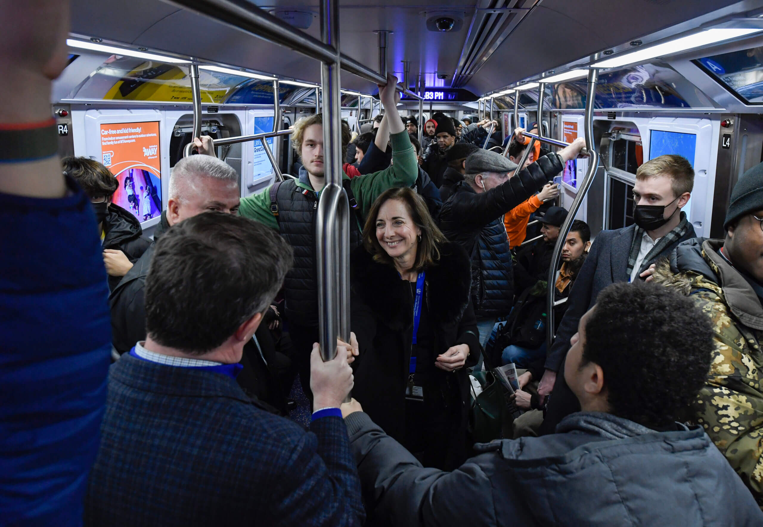 Latest subway cars roll into service, start their journey on the A line 8 Straphangers aboard the first R211A train