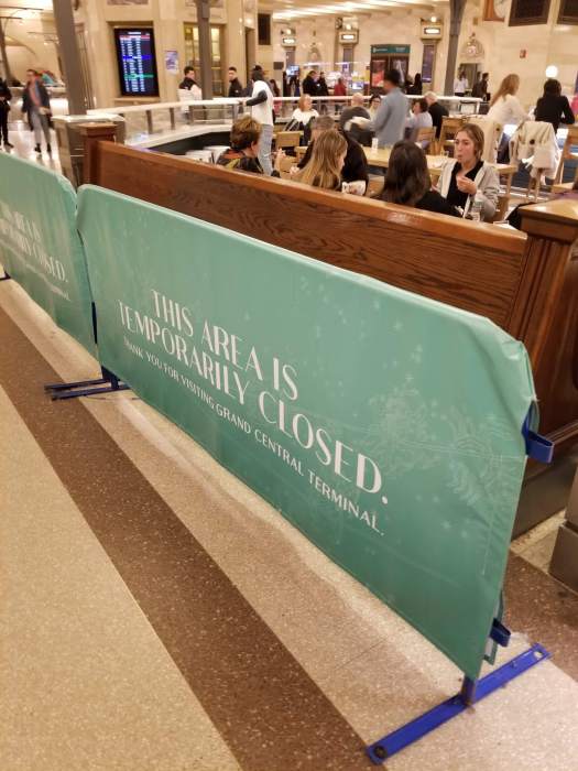 MTA will fine you up to $50 for sitting too long at Grand Central Madison 5 Wooden benches at Grand Central's dining concourse blocked by barricades
