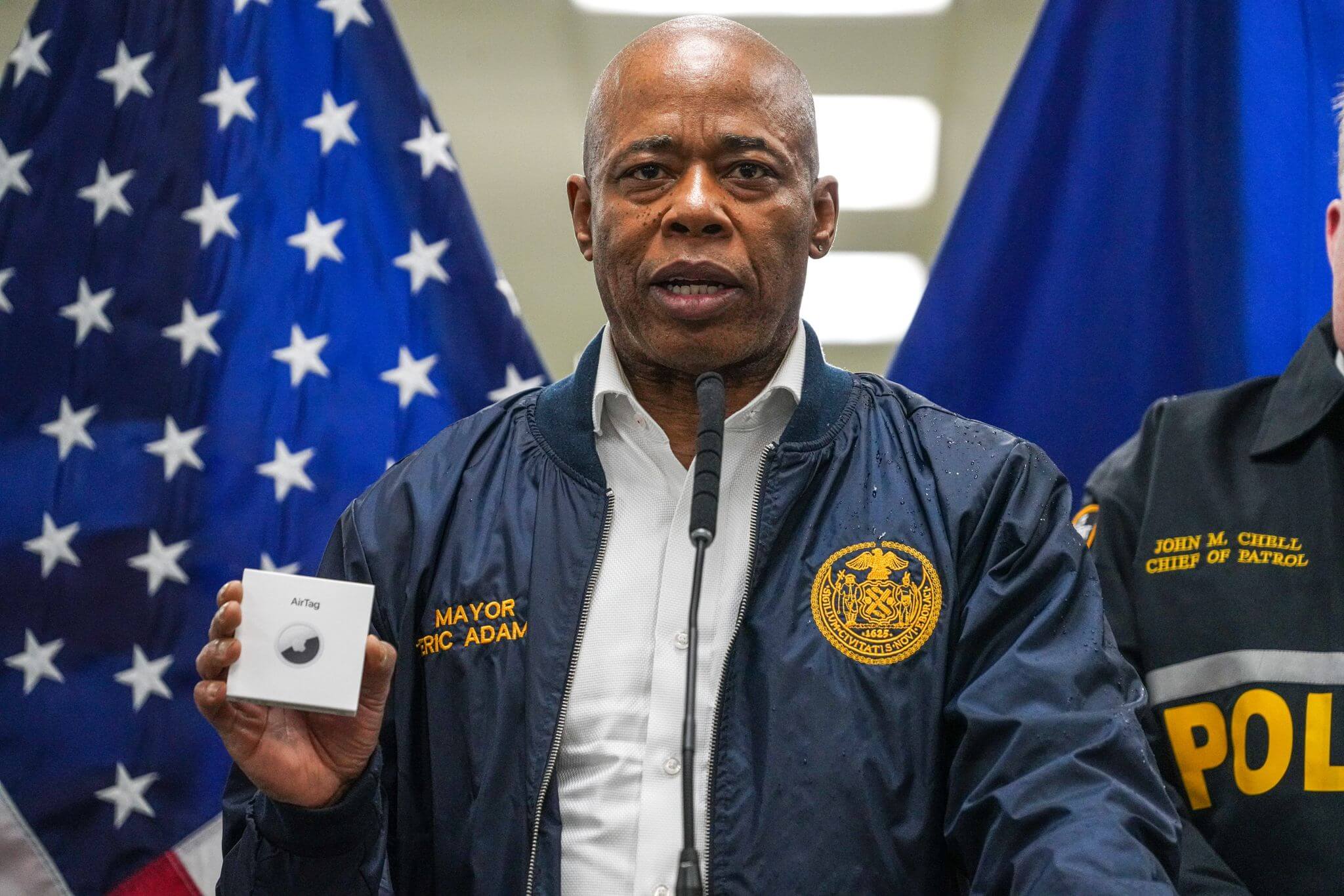 Mayor, where's my car? Adams, NYPD donate Apple AirTags to catch Bronx car thieves 7 Mayor Eric Adams holds up an unopened AirTag