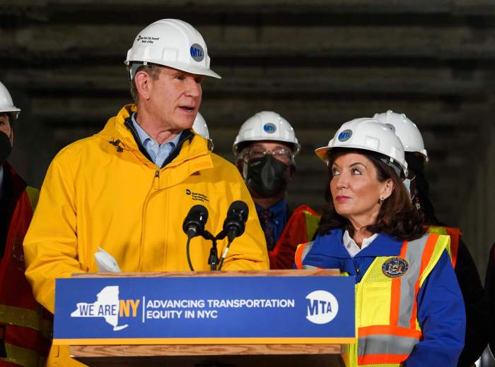 Governor Hochul and MTA Chair Janno Lieber in the Second Avenue Subway tunnel