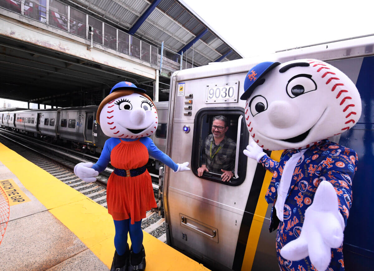 Let's go Mets-Willets Point! LIRR bringing 24/7 service to station serving Citi Field and U.S. Open's home 3 Mr. and Mrs. Met with LIRR motorman