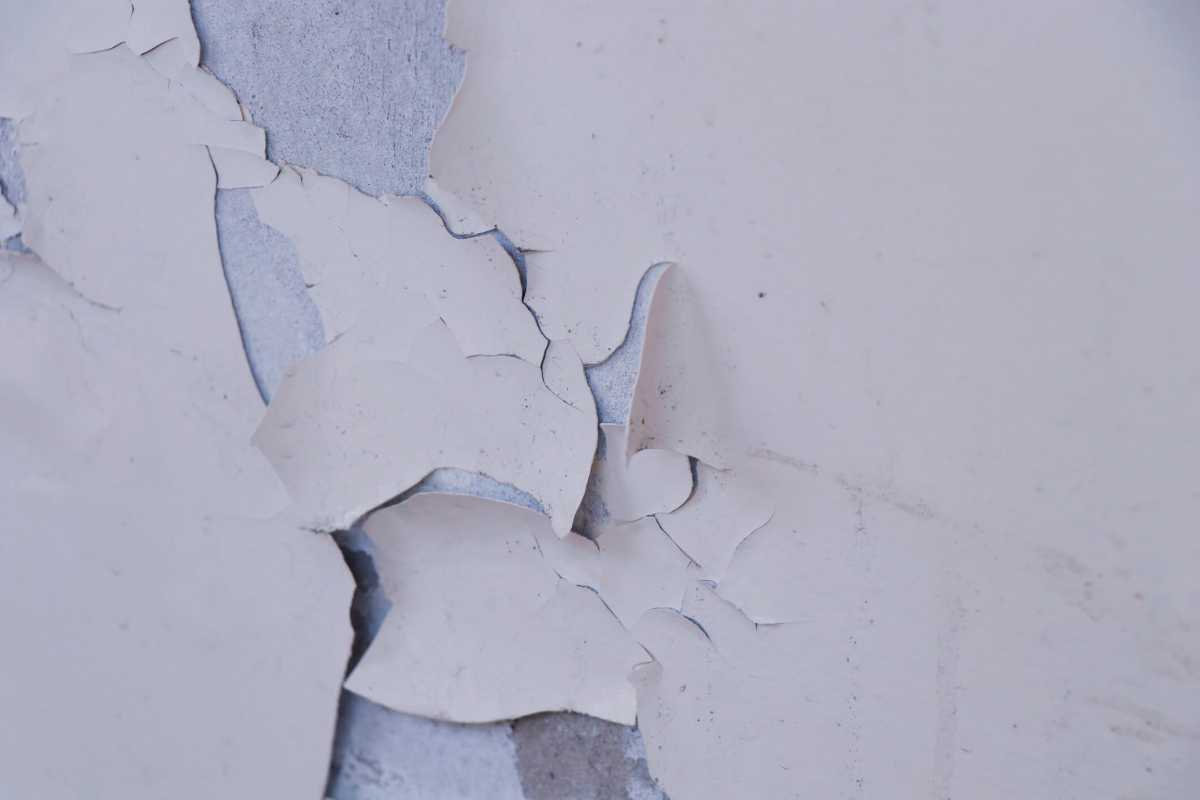 wall paint damage due to moisture in close up