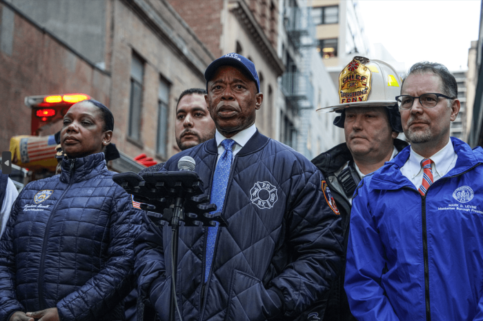Parking garage collapse: Investigation continues at Lower Manhattan site where open building code violations had existed 13 Mayor Eric Adams briefs the media on the garage collapse