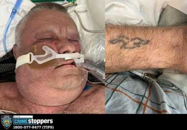 Authorities are looking to identify this man, who was found unconscious and unresponsive outside of a Brooklyn business Sunday morning.